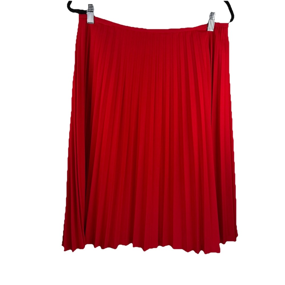 Red Midi Skirt By Calvin Klein Size 10 NWT Fan Pleated Office.‎ Businesscore